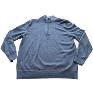 Untuckit Mens Belguardo 100% Merino Wool Quarter-Zip Sweater Blue Size XL